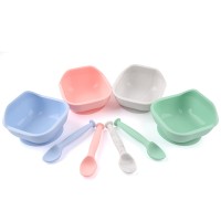 100% Food Grade Suction Feeding Kid Silicone Baby Bowl With Spoon