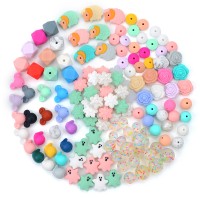 Baby BPA  Marble soft wholesale custom  food grade 15mm teething silicone beads