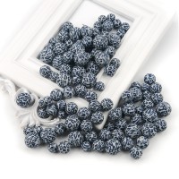 Food Grade Silicone 12mm Light Gray Leopard Print Beads