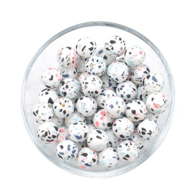 15mm Terrazzo Round Silicone Beads