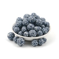 BPA Free Food Grade Silicone 15mm Light Gray Leopard Print Beads